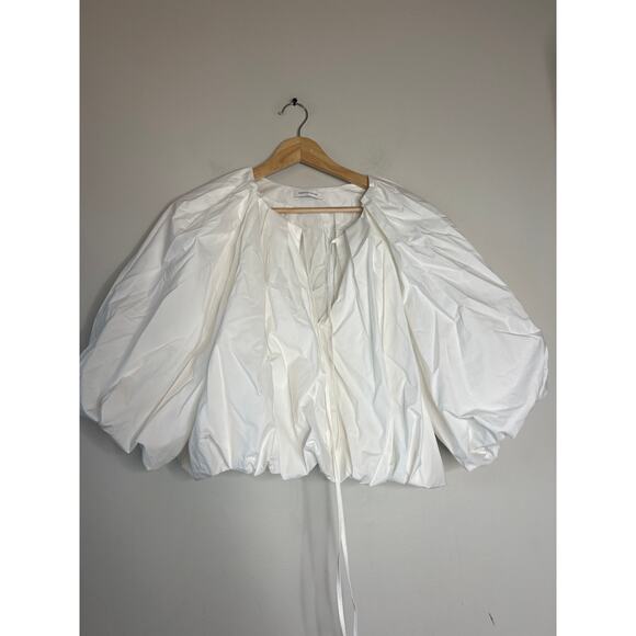 NEW Rebecca Taylor Puff Cuffs Short Sleeve Priya Bubble Top White Size: XS - Picture 2 of 8